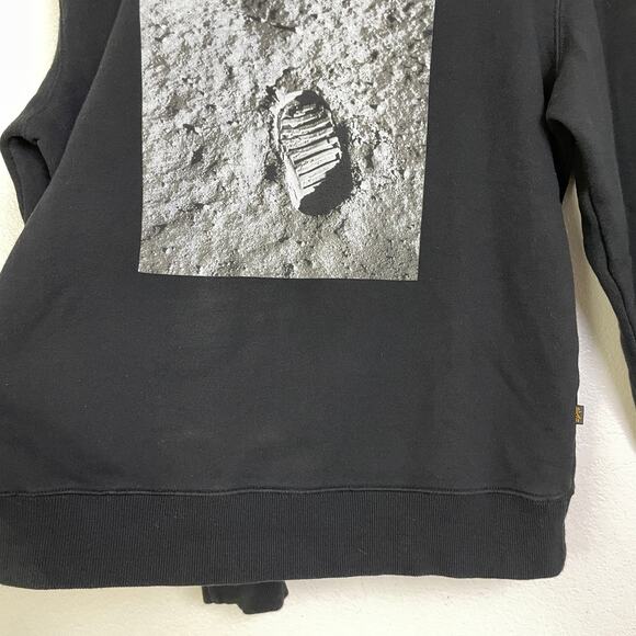 Alpha Industries Sweatshirt Mens XL Black Graphic Moon Landing Pullover Crew * - Picture 5 of 11